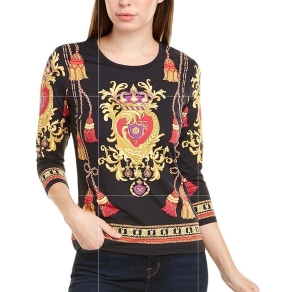 NEW J.McLaughlin Signature Catalina Cloth T-Shirt Eastbury Tassel Print Size XS - Picture 1 of 5